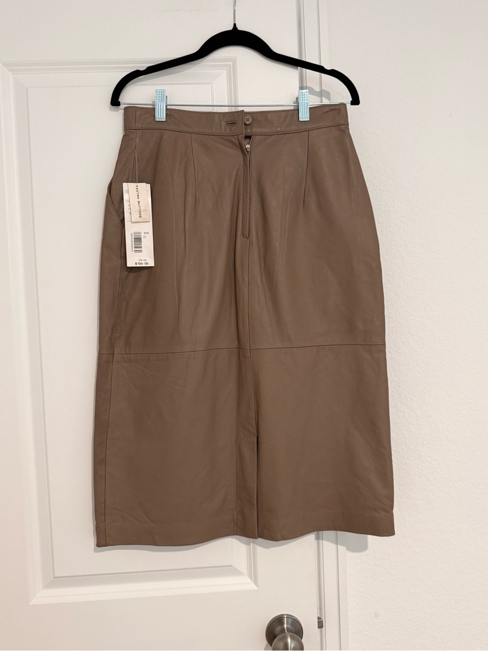 Women’s Brown Leather Midi Skirt
